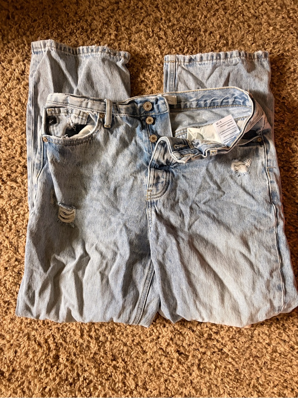 KanCan distressed boyfriend/straight-leg jeans